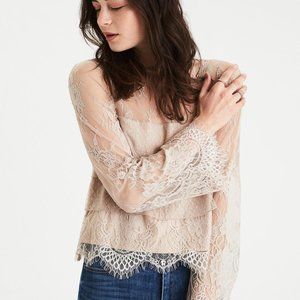 American Eagle Tiered Lace Blouse